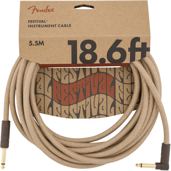 Fender Festival Instrument/Guitar Cable Eco-Friendly Pure Hemp, NATURAL 18.6' ft