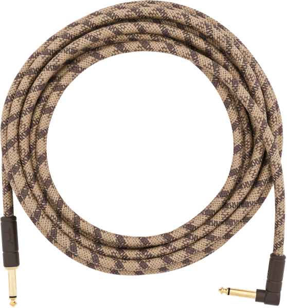 Fender Festival Instrument Cable, Pure Hemp, Right-Angle, Brown Stripe, 18.6' ft