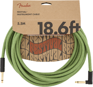 Fender Festival Instrument/Guitar Cable Eco-Friendly Pure Hemp, GREEN 18.6' ft