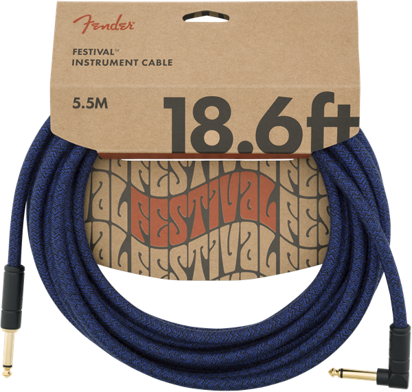 Fender Festival Instrument/Guitar Cable Eco-Friendly Hemp, BLUE DREAM 18.6' ft