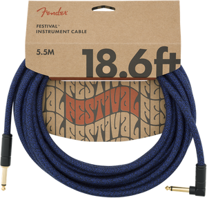 Fender Festival Instrument/Guitar Cable Eco-Friendly Hemp, BLUE DREAM 18.6' ft
