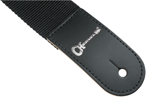 Charvel Logo 2" Poly Adjustable Guitar Strap, Black with Leather Ends