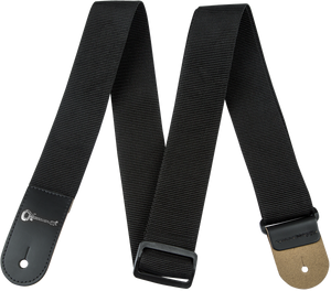 Charvel Logo 2" Poly Adjustable Guitar Strap, Black with Leather Ends