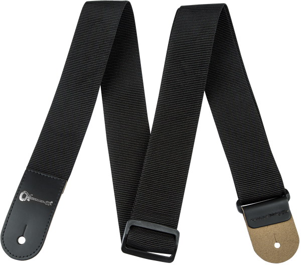 Charvel Logo 2" Poly Adjustable Guitar Strap, Black with Leather Ends