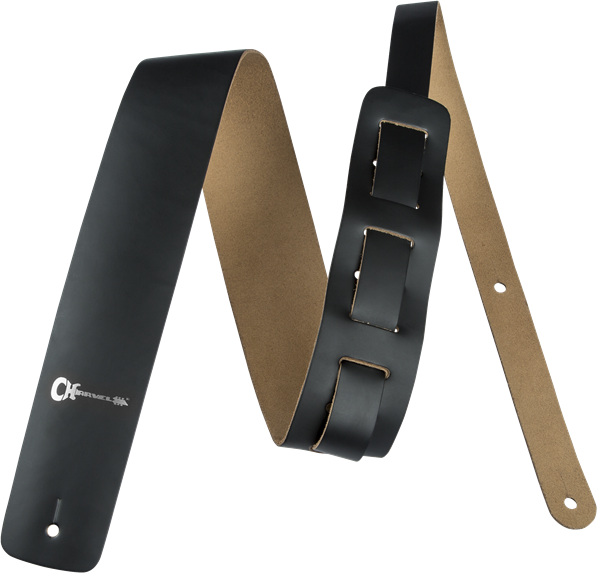 Charvel Logo 2" Leather Adjustable Guitar Strap, Black