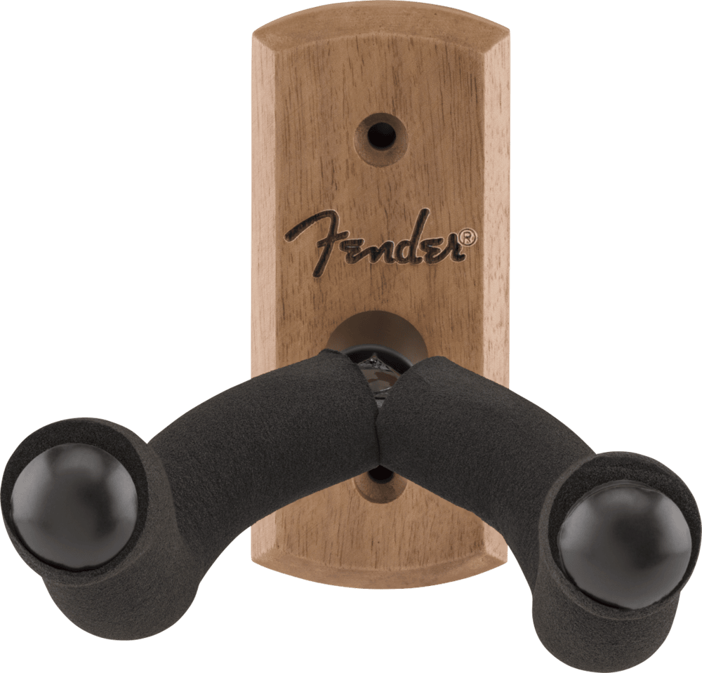 Fender Essentials Wall-Mount Acoustic or Electric Guitar Hanger, Walnut