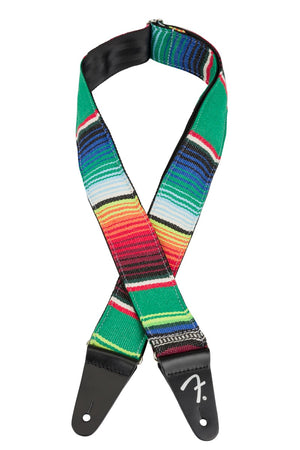 Genuine Fender 2" Wide, Mexican Serape Pattern, Green Multi-Colored Guitar Strap