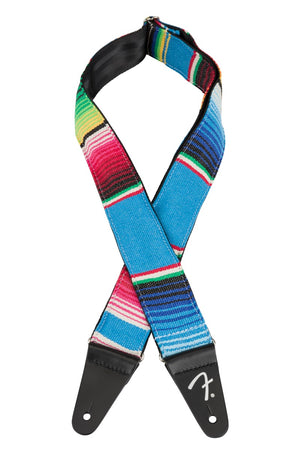 Genuine Fender 2" Wide, Mexican Serape Pattern, Blue Multi-Colored Guitar Strap