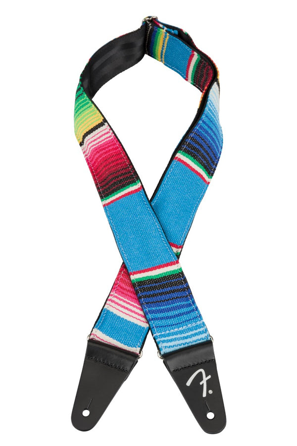 Genuine Fender 2" Wide, Mexican Serape Pattern, Blue Multi-Colored Guitar Strap