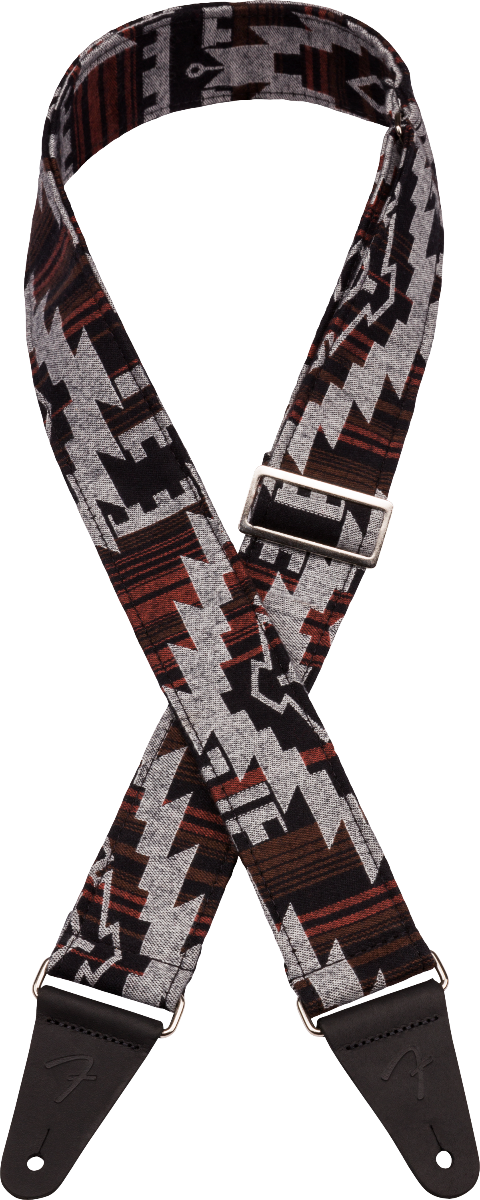 Genuine Fender 2" Wide Zion Guitar Strap, Black Aztec - 099-2132-551