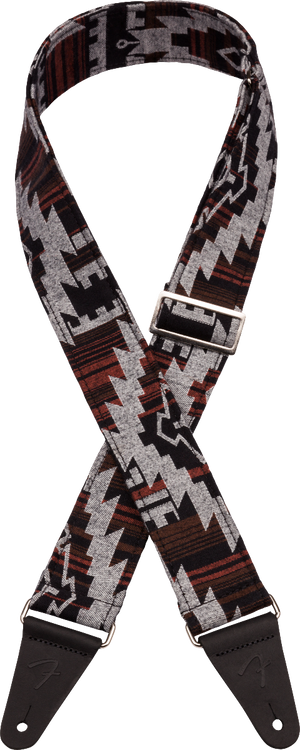 Genuine Fender 2" Wide Zion Guitar Strap, Black Aztec - 099-2132-551