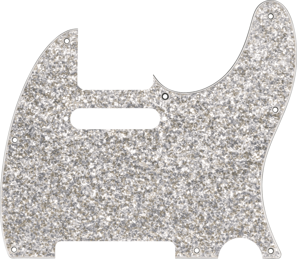 Genuine Fender Hybrid Glass/Glitter Telecaster S/S Pickguard, Silver Sparkle
