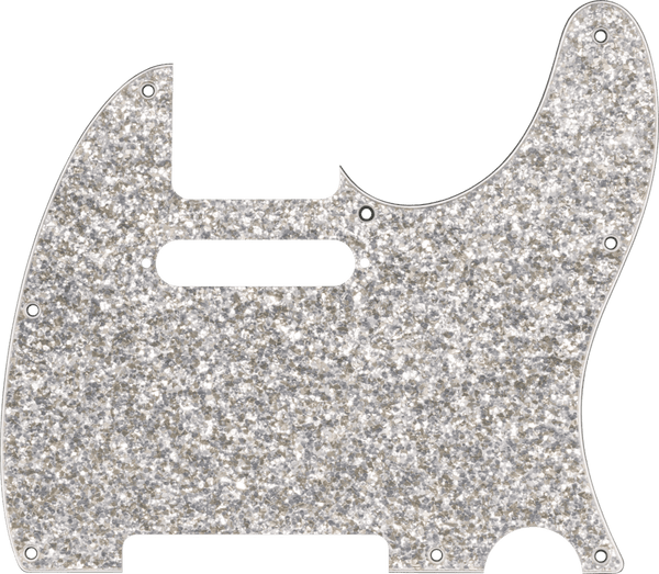 Genuine Fender Hybrid Glass/Glitter Telecaster S/S Pickguard, Silver Sparkle