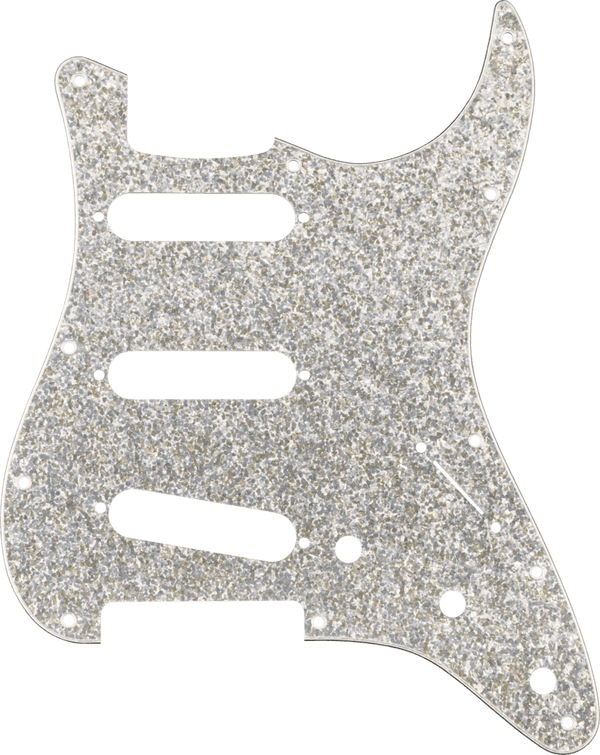 Genuine Fender Strat Hybrid Glass/Glitter S/S/S Pickguard, Silver Sparkle