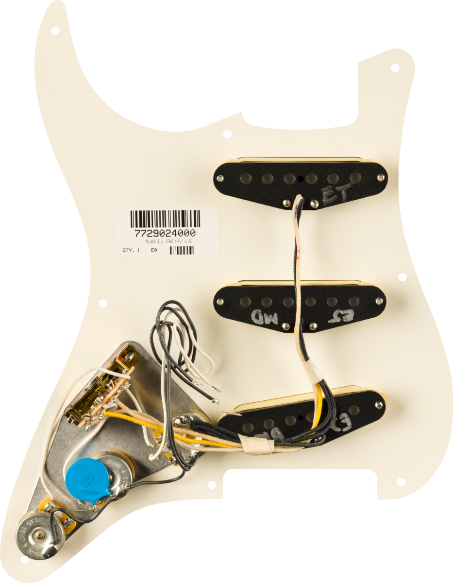 Fender Eric Johnson Pre-Wired Stratocaster Loaded Pickguard, Parchment, 8-Hole
