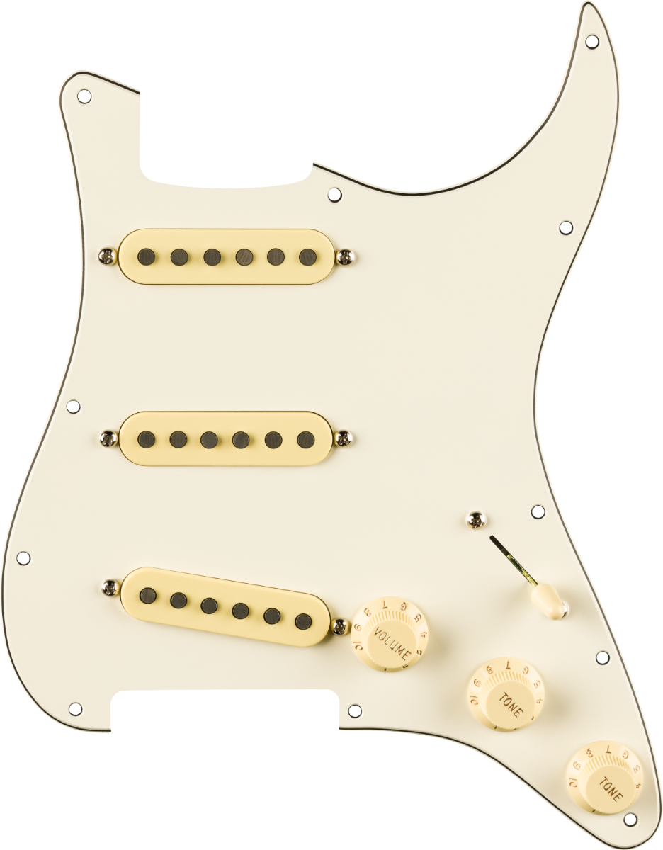 Fender Eric Johnson Pre-Wired Stratocaster Loaded Pickguard, Parchment,11-Hole