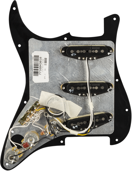 Genuine FENDER Pre-Wired VINTAGE NOISELESS Loaded Strat 11-Hole BLACK Pickguard