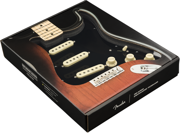 Genuine FENDER Pre-Wired VINTAGE NOISELESS Loaded Strat 11-Hole BLACK Pickguard