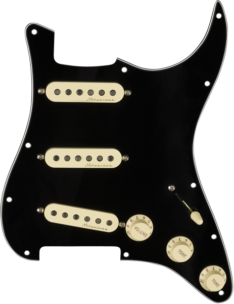 Genuine FENDER Pre-Wired VINTAGE NOISELESS Loaded Strat 11-Hole BLACK Pickguard