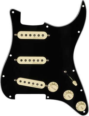 Genuine FENDER Pre-Wired VINTAGE NOISELESS Loaded Strat 11-Hole BLACK Pickguard