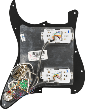 Fender Pre-Wired Strat Pickguard, Quadra Tap HH Humbuckers, Black