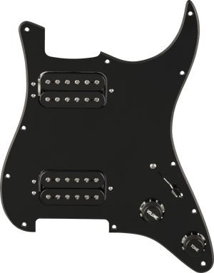 Fender Pre-Wired Strat Pickguard, Quadra Tap HH Humbuckers, Black