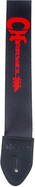 Genuine Charvel Logo Guitar Strap, Black with Red Logo