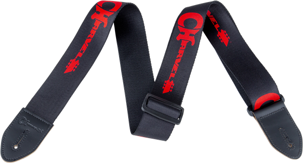 Genuine Charvel Logo Guitar Strap, Black with Red Logo