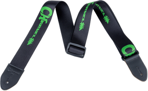Genuine Charvel Logo Guitar Strap, Black with Green Logo