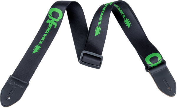 Genuine Charvel Logo Guitar Strap, Black with Green Logo