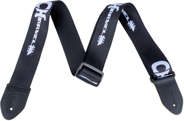 Genuine Charvel Logo Guitar Strap, Black with White Logo
