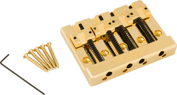 Genuine Fender HiMass 4-String Bass Bridge with Zinc Saddles, GOLD