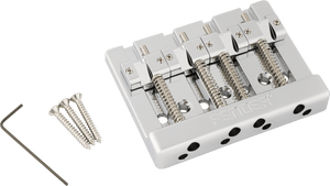 Genuine Fender HiMass 4-String Bass Bridge with BRASS Saddles, CHROME