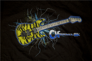 Charvel Satchel Yellow Bengal Guitar Graphic Men's Tee T-Shirt Black, LARGE (L)