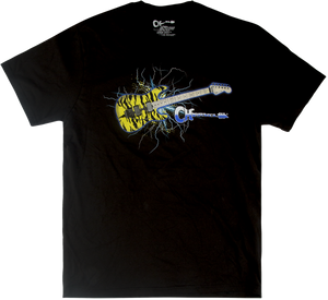 Charvel Satchel Yellow Bengal Guitar Graphic Men's Tee T-Shirt Black, LARGE (L)