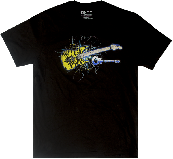 Charvel Satchel Yellow Bengal Guitar Graphic Men's Tee T-Shirt Black, LARGE (L)