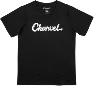 Charvel Guitars Toothpaste Logo, Ladies Fit Tee T-Shirt, Black, MEDIUM (M)
