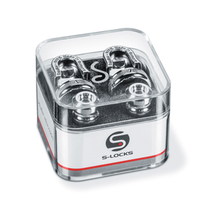 Genuine Schaller CHROME S-Lock Guitar Strap Locks Pair/Set, Made in Germany