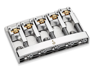 Schaller Germany 3D5 5-String Flatmount Roller Bass Bridge, CHROME 12140200