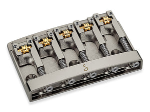 Schaller Germany 3D5 5-String Flatmount Roller Bass Bridge, RUTHENIUM 12140600