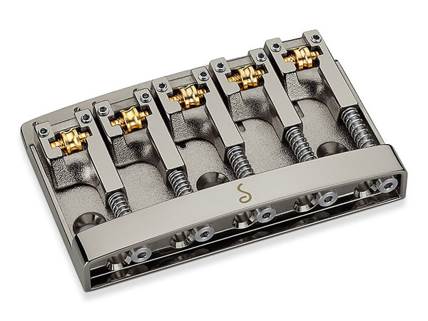 Schaller Germany 3D5 5-String Flatmount Roller Bass Bridge, RUTHENIUM 12140600