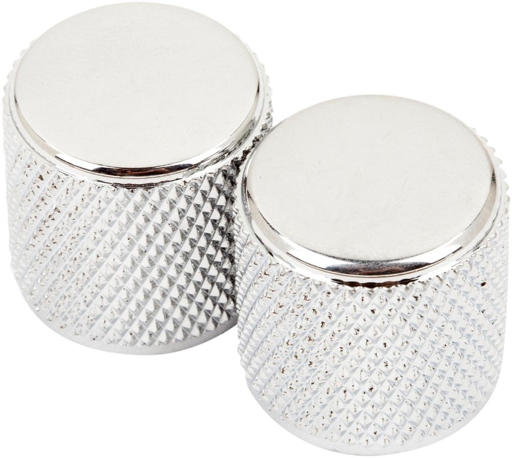 Genuine Fender Tele Telecaster/P-Bass Chrome Metal Guitar Barrel Knobs (2)