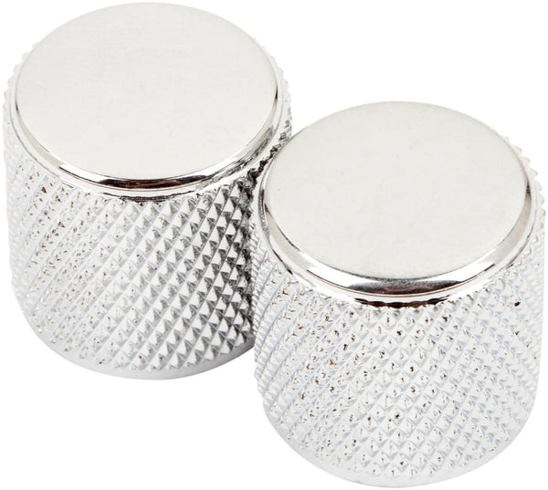 Genuine Fender Tele Telecaster/P-Bass Chrome Metal Guitar Barrel Knobs (2)