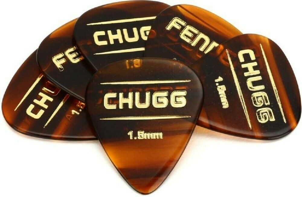 Genuine Fender Beveled 351 CHUGG Tortoise Shell Guitar Picks, 1.5MM, 6-Pack