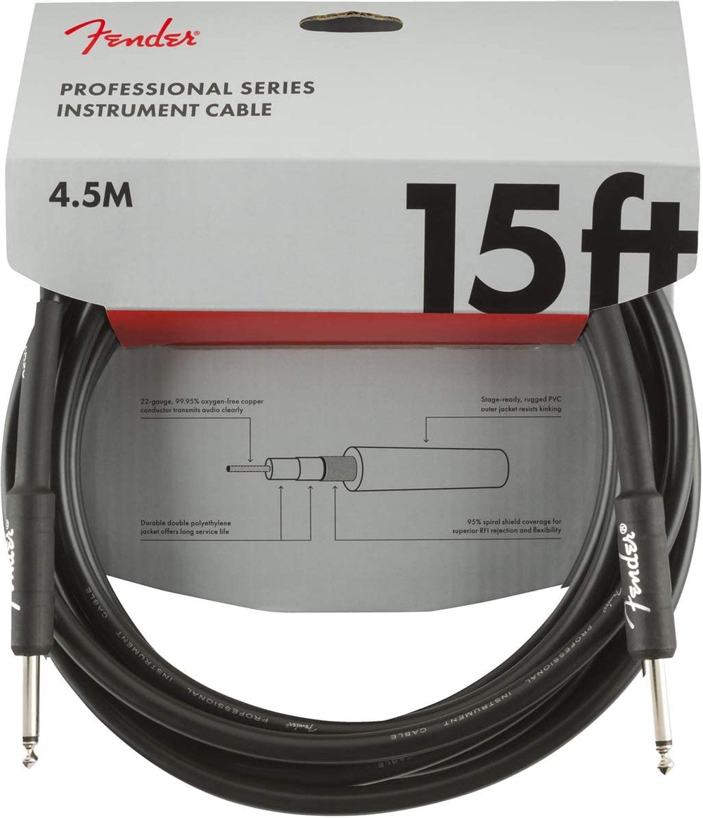 Fender Professional Series Electric Guitar Cable, Straight-to-Straight 15' ft