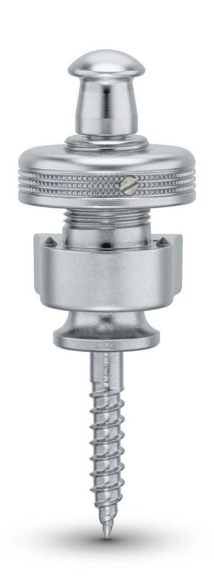 Genuine Schaller SATIN CHROME S-Lock Guitar Strap Locks Pair/Set, Made in Germany