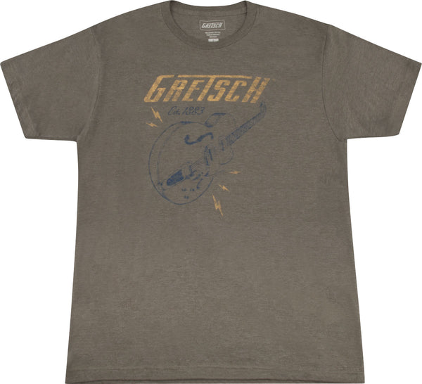 Gretsch Guitars Lighting Bolt Graphic T-Shirt, Brown, XXL, 2XL