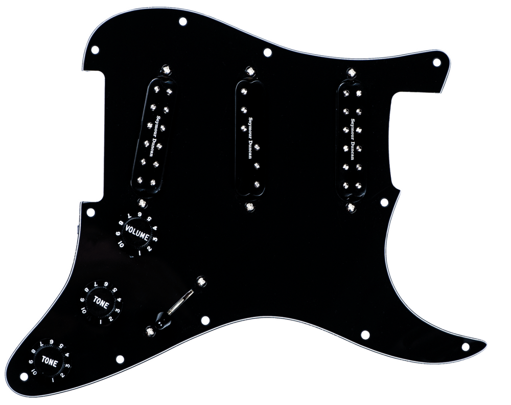 SEYMOUR DUNCAN Everything Axe Prewired/Loaded BLACK Pickguard for Strat