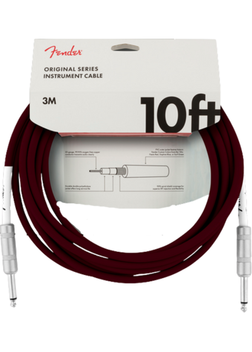 Fender Professional Series OXBLOOD RED Guitar/Instrument Cable, Straight, 10' ft