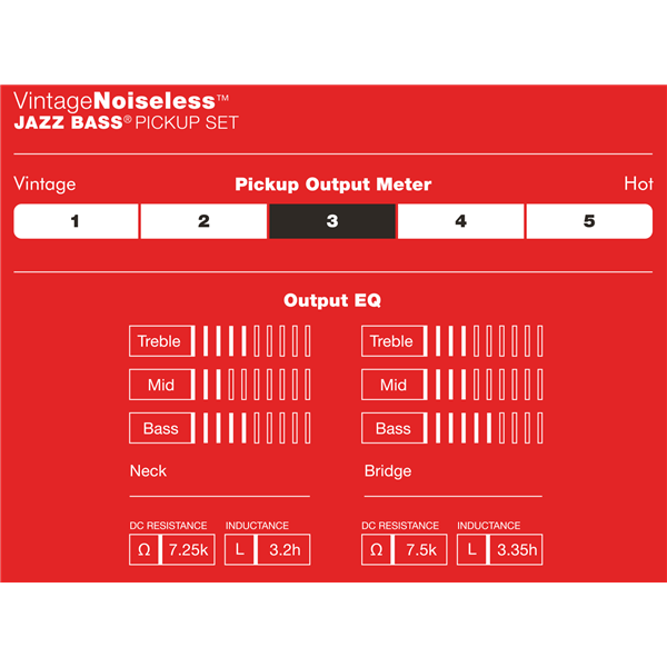 Genuine Fender Vintage Noiseless Jazz/J-Bass Original Pickups Set, 099-2102-000